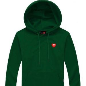 Crazy Hearts Embroidered Heart Hoodie in Green